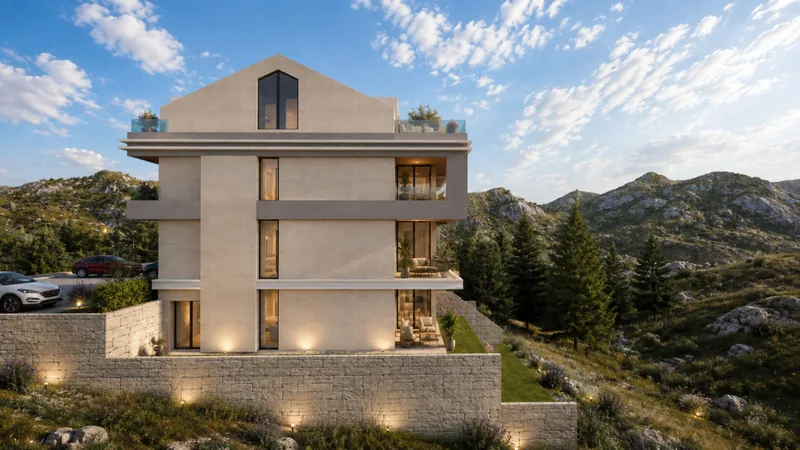 Stacked terraces facing the sea